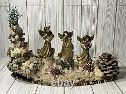 Antique Italian Christmas Scene TREE Angels Glass Ornaments TINSEL Store Display