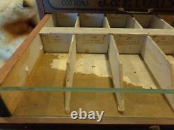 Antique J&P Coats 5 drawer glass front Thread Spool Cabinet Store Display Case