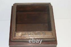 Antique Junge General Store Biscuit Tin Counter Display Lid + Glass Advertising