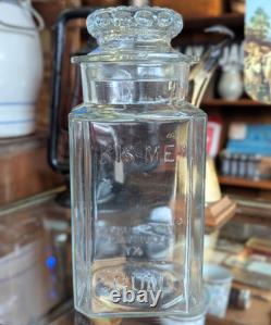 Antique KIS-ME GUM CO 11 Embossed Glass Louisville KY Candy Glass Jar