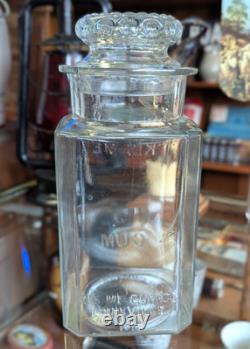 Antique KIS-ME GUM CO 11 Embossed Glass Louisville KY Candy Glass Jar
