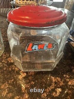 Antique Large Medium Smal Lance Peanut Cracker Store Jar Heavy Glass All 3 Items