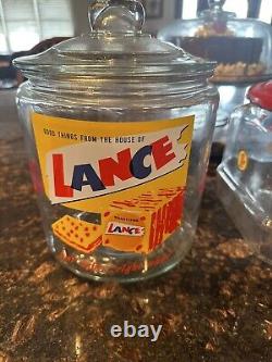 Antique Large Medium Smal Lance Peanut Cracker Store Jar Heavy Glass All 3 Items