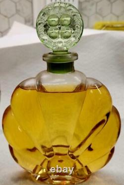 Antique Large Raffy Perfume Display Bottle Early 1900's Green Glass Stopper Vtg