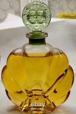 Antique Large Raffy Perfume Display Bottle Early 1900's Green Glass Stopper Vtg