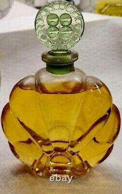 Antique Large Raffy Perfume Display Bottle Early 1900's Green Glass Stopper Vtg