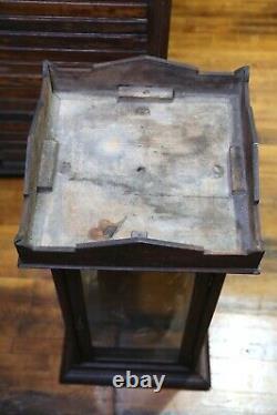 Antique Lock and Key Rotating Hardware Store cabinet wood glass Display Case