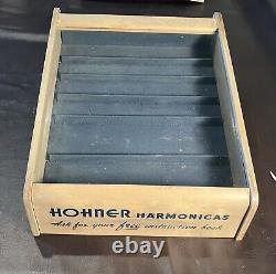 Antique M. Hohner Harmonica Wood & Glass Showcase Music Store Display Case