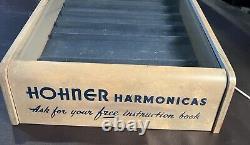 Antique M. Hohner Harmonica Wood & Glass Showcase Music Store Display Case