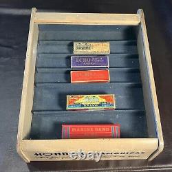 Antique M. Hohner Harmonica Wood & Glass Showcase Music Store Display Case