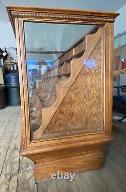 Antique Mercantile Store Heavy Display Cabinet 35 Drawer Oak With Glass