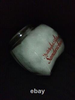 Antique Mitchum & Tucker Sandwich Glass Store Counter Display Advertising Jar