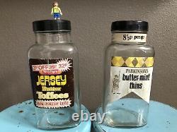 Antique Needlers Parkinson's Candy Store Display Glass Jar England VTG Canister