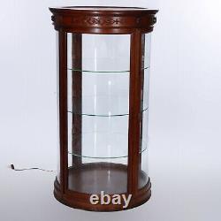 Antique Oak Country Store Curved Glass Jewelry Display Case, C1900