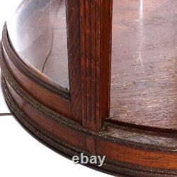 Antique Oak Country Store Curved Glass Jewelry Display Case, C1900