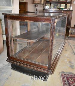 Antique Oak General Store Glass Display Case, Cabinet