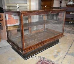 Antique Oak General Store Glass Display Case, Cabinet