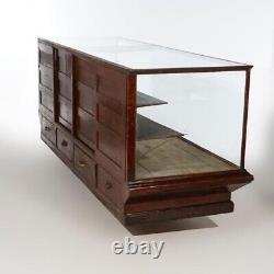 Antique Oak & Glass Country Store Counter Showcase Display Cabinet, circa 1900