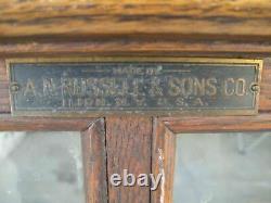 Antique Oak Glass General Store Display Showcase NY Made A. N Russell & Sons Co