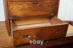Antique Oak cabinet flashlight display case General Store Wood Glass Apothecary