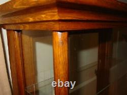 Antique Oak curved glass table top counter top showcase-15621