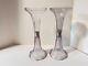 Antique Pair Glass Adjustable Pedestal Shelf Risers Supports