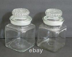 Antique Pair of Country Store Glass Display Candy Jars Ground Top Country Home