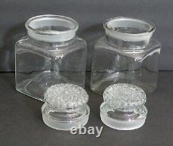 Antique Pair of Country Store Glass Display Candy Jars Ground Top Country Home