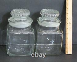 Antique Pair of Country Store Glass Display Candy Jars Ground Top Country Home