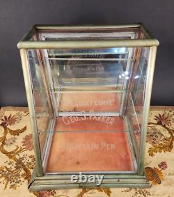 Antique Parker Pen Fountain Pen Store Display Case Glass U. S. Show Case Co