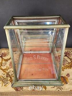 Antique Parker Pen Fountain Pen Store Display Case Glass U. S. Show Case Co