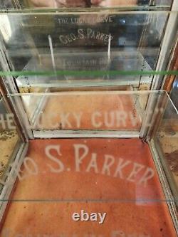 Antique Parker Pen Fountain Pen Store Display Case Glass U. S. Show Case Co