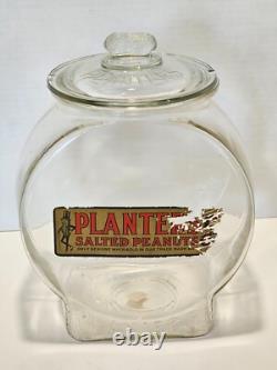 Antique Planters Peanuts Glass Fish Bowl Salted Peanuts Store Display Jar