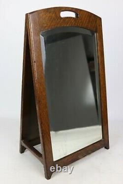 Antique Quarter Sawn Oak Beveled Glass Shoe Store Display Fitting Mirror Streit