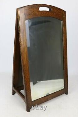Antique Quarter Sawn Oak Beveled Glass Shoe Store Display Fitting Mirror Streit