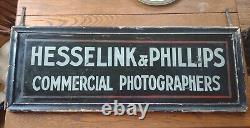 Antique Reverse Painted Glass Hasselink Phillips Photo. 42 Grand Rapids Mi
