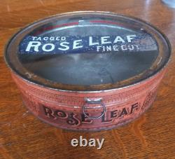 Antique Rose Leaf Glass Top Tea Can/Tin Store Display