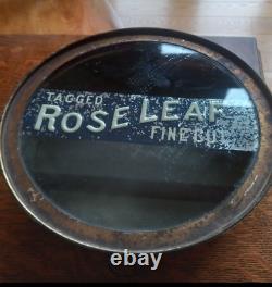 Antique Rose Leaf Glass Top Tea Can/Tin Store Display
