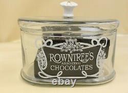 Antique Rowntree's Chocolates Etched Glass Candy Dish Store Display Jar