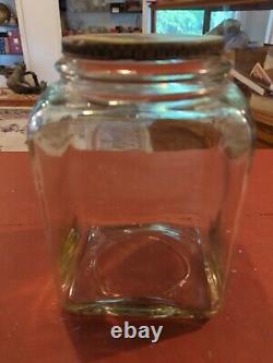 Antique SQUIRREL BRAND Peanuts Glass Store Display Jar Metal Lid 4 Qt