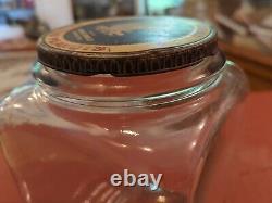 Antique SQUIRREL BRAND Peanuts Glass Store Display Jar Metal Lid 4 Qt