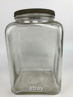 Antique SQUIRREL BRAND Peanuts Glass Store Display Jar Metal Lid Cambridge MA #1