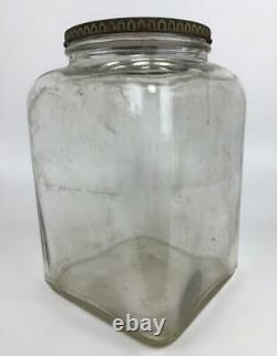 Antique SQUIRREL BRAND Peanuts Glass Store Display Jar Metal Lid Cambridge MA #2