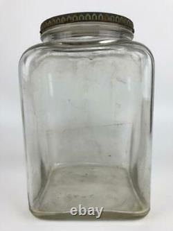 Antique SQUIRREL BRAND Peanuts Glass Store Display Jar Metal Lid Cambridge MA #2