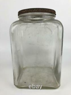 Antique SQUIRREL BRAND Peanuts Glass Store Display Jar Metal Lid Cambridge MA #2