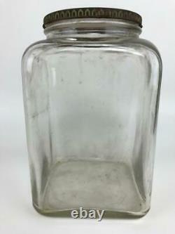 Antique SQUIRREL BRAND Peanuts Glass Store Display Jar Metal Lid Cambridge MA #2