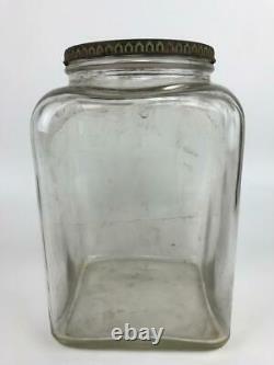 Antique SQUIRREL BRAND Peanuts Glass Store Display Jar Metal Lid Cambridge MA #2