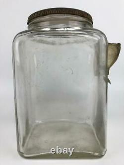 Antique SQUIRREL BRAND Peanuts Glass Store Display Jar Metal Lid Cambridge MA #3