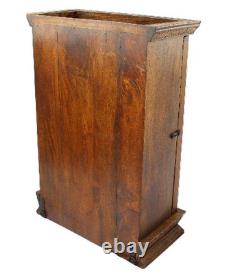 Antique Scrolling Wood & Glass Hinge Front 4-Level Wall Display Cabinet