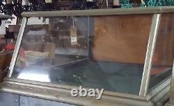 Antique Slanted Glass General Store Tabletop Display Cabinet